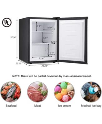 Upright Freezer – 3.0 Cu.ft Compact Mini Freezer, Reversible Door, Temp Control, Removable Shelves, Stainless Steel for Home/Office