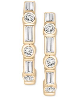 Lab Grown White Sapphire Small Hoop Earrings (5/8 ct. t.w.) in 14k Gold-Plated Sterling Silver, 0.62" 