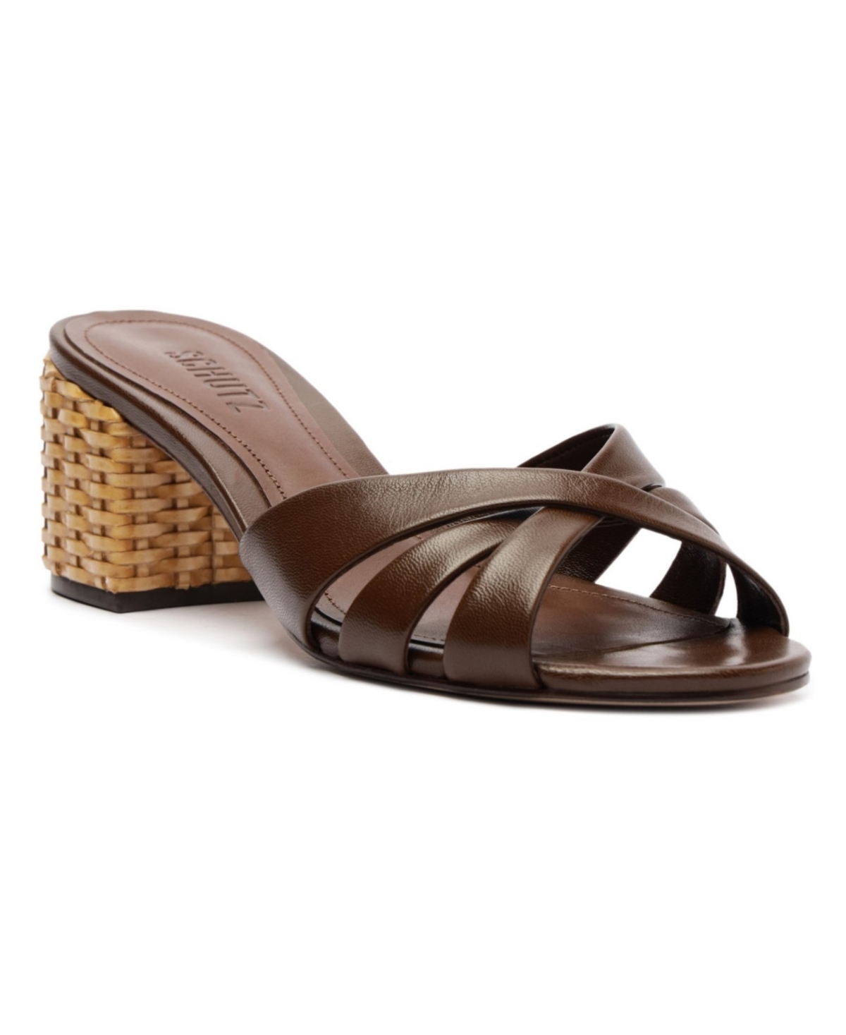 Shop Schutz Women's Keefa Straw Slip-on Mules In Brown