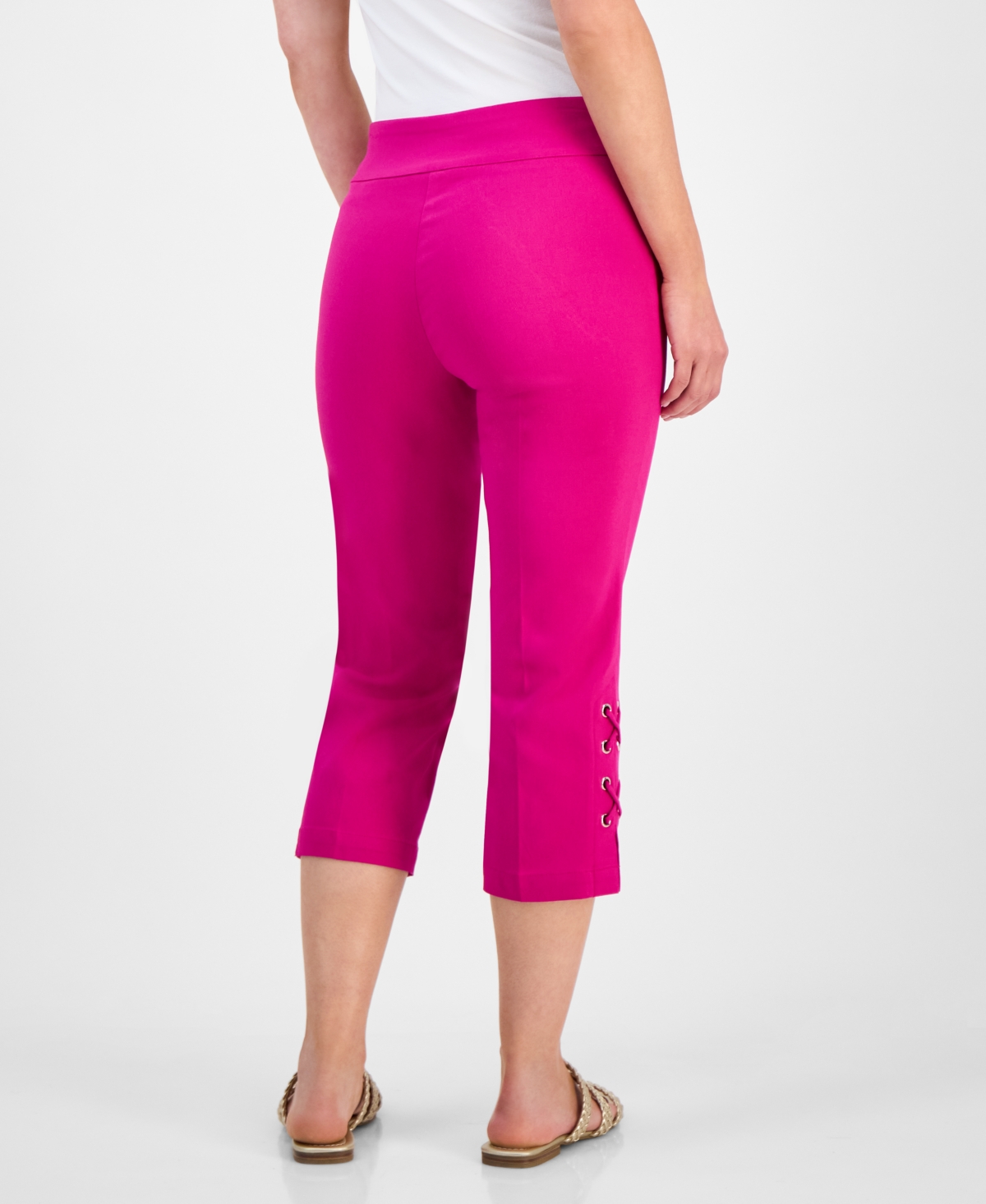 JM COLLECTION PETITE SIDE-LACE-UP CAPRI PANTS, CREATED FOR MACY'S 