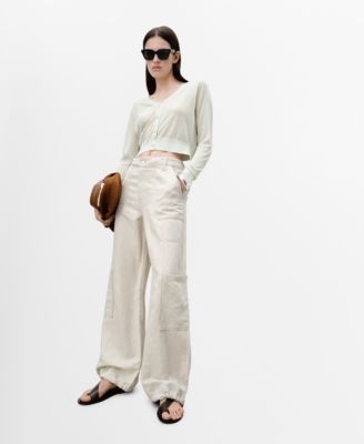 MANGO - Women's Semi-Transparent Cropped Knitted Cardigan