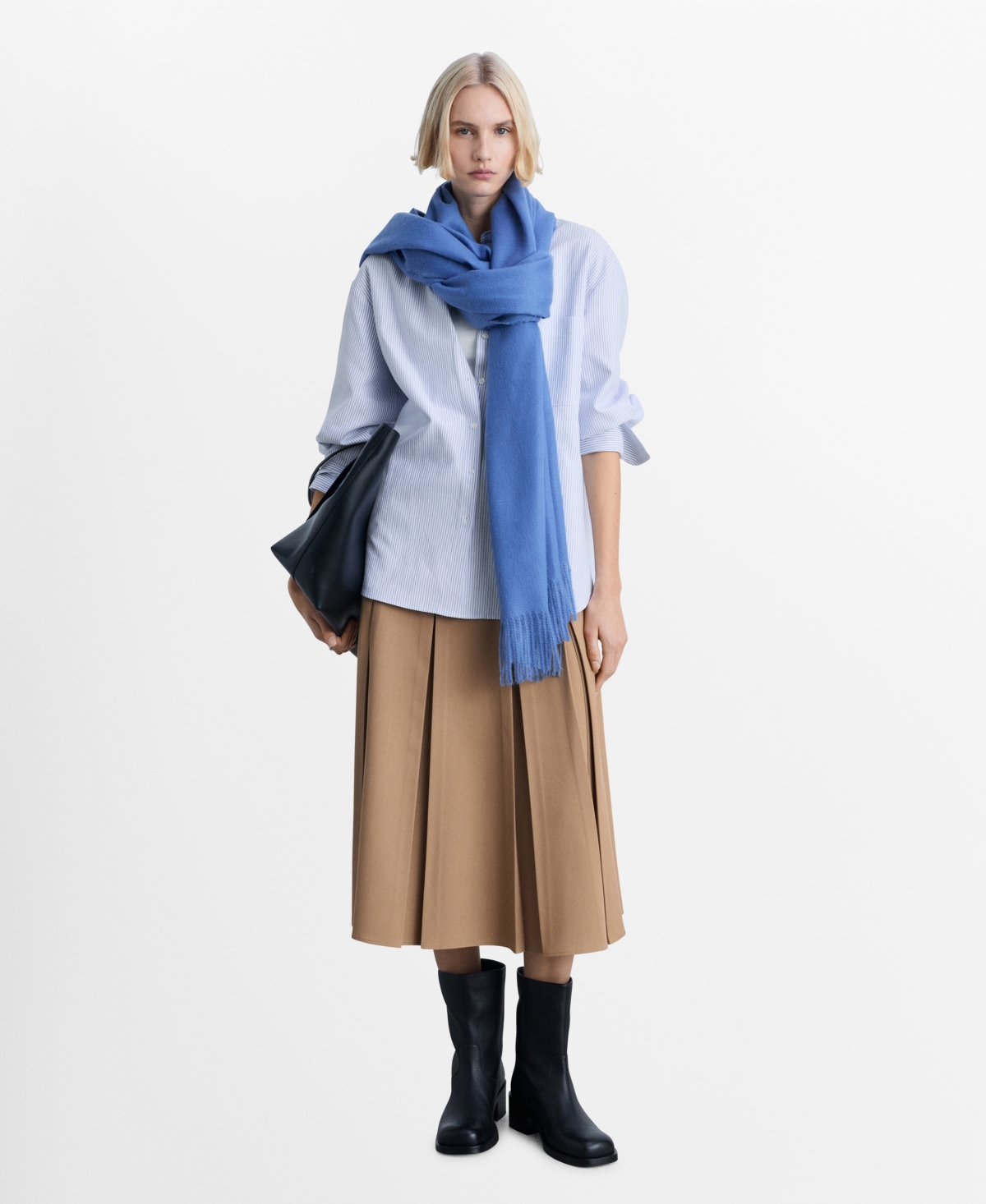 Shop Mango Women's Striped Cotton Shirt In Sky Blue