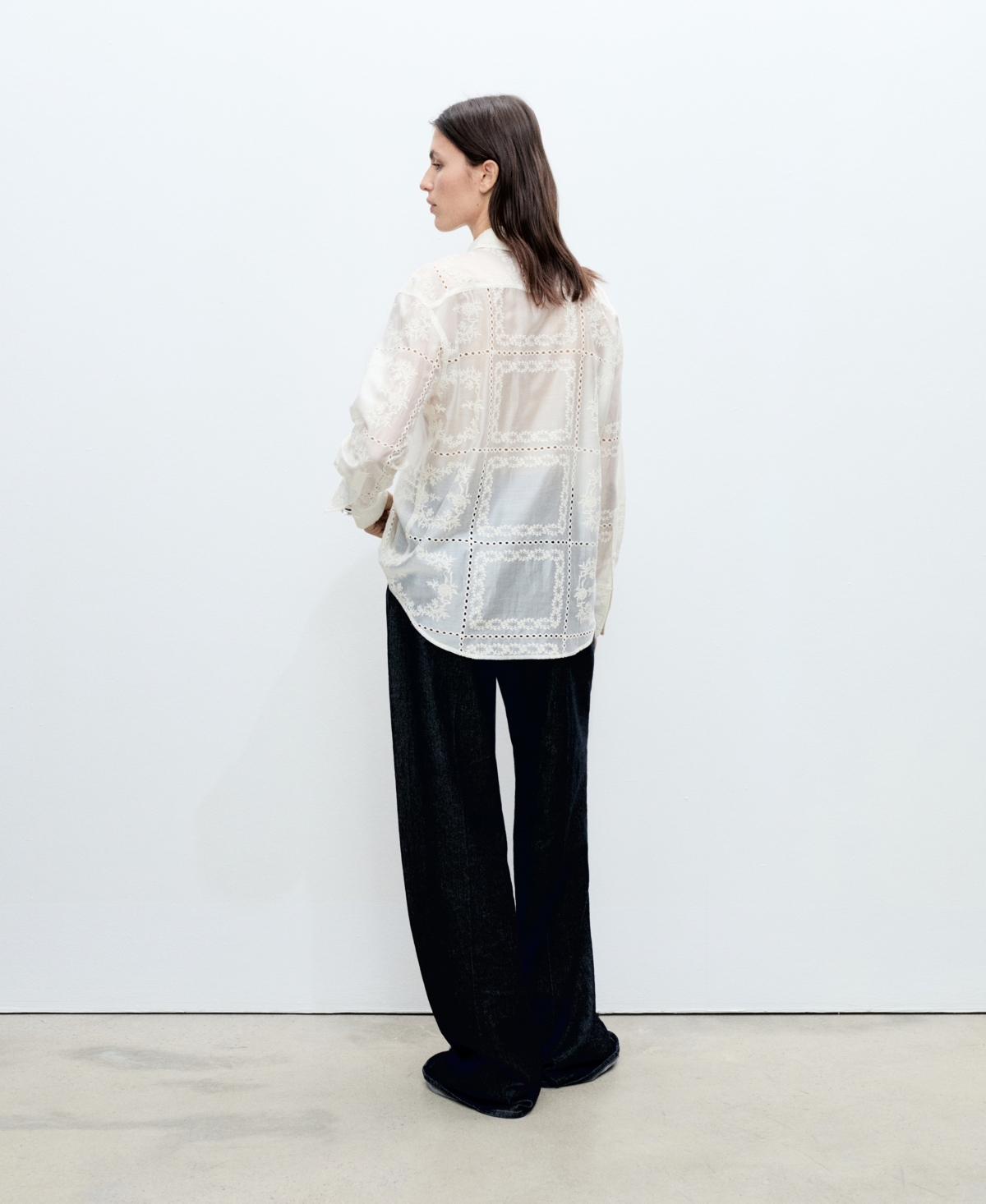 Mango Women's Floral Embroidery Lyocell Shirt In Ecru