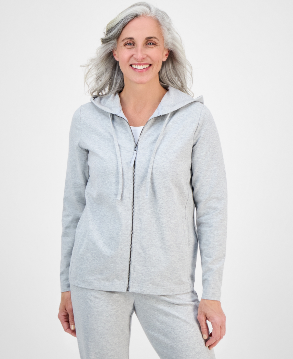 Petite Zip-Front Long-Sleeve Hoodie, Created for Macy's - Berried Treasure