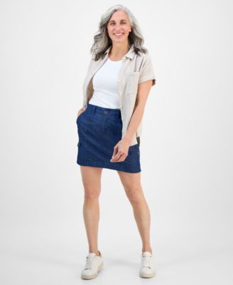 Style & Co - Petite Chambray Zig-Zag Mini Skirt