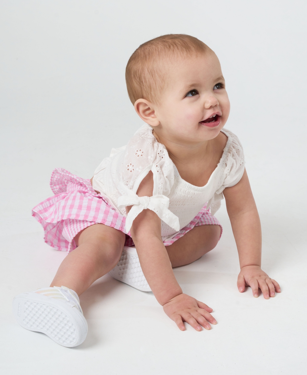Rare Editions Baby Girls 2-piece Puff Sleeves And Seersucker Short Set In White