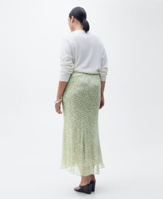 Women's Long Flared Floral Skirt