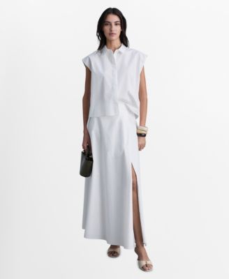 MANGO - Women's Long Flared Slit Skirt