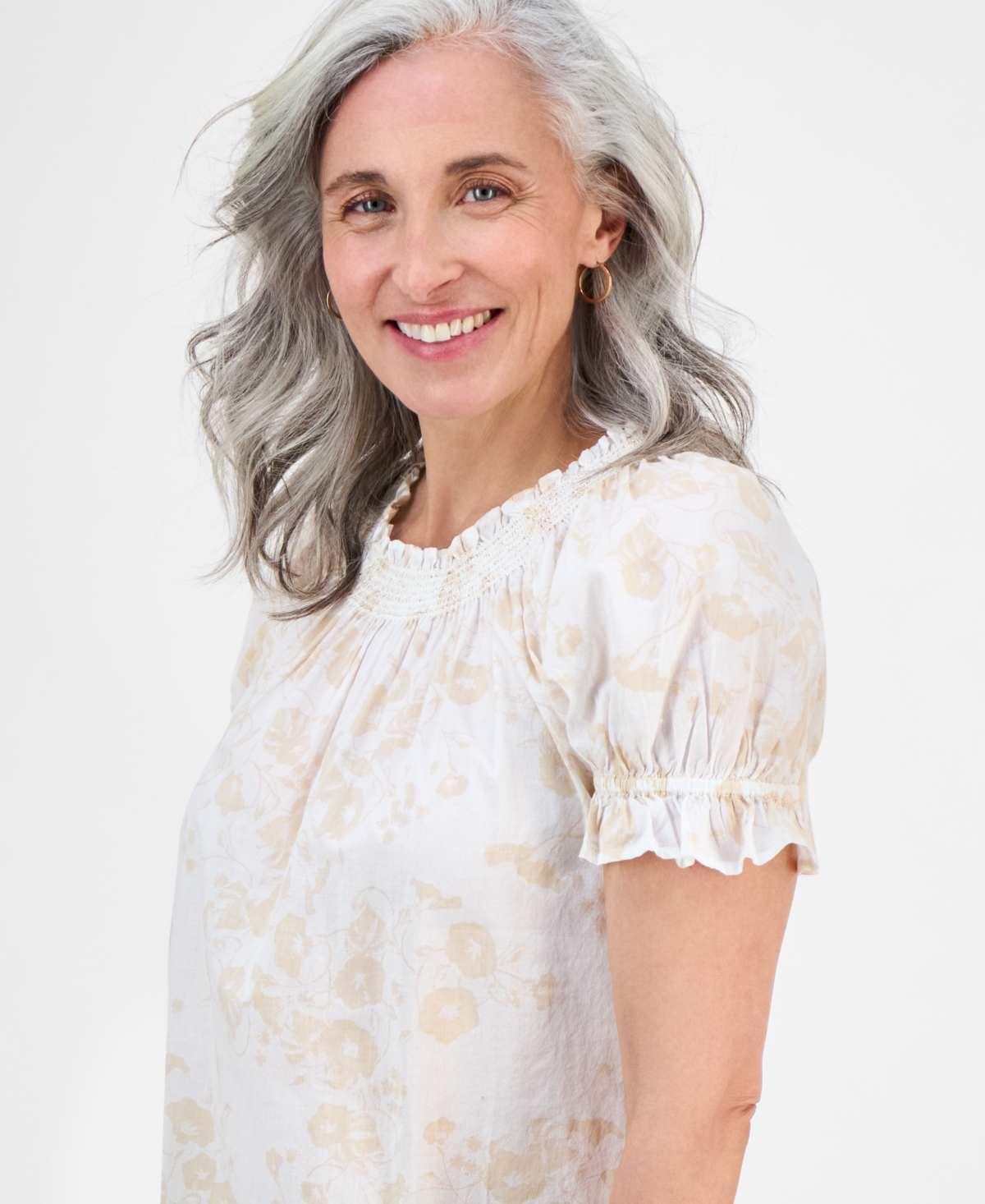 Style & Co Petite End On End Contrast-stitch Top, Exclusively At Macy's