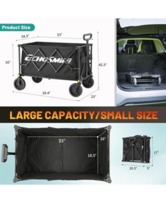 Heavy Duty 350 Lbs Capacity Collapsible Wagon, Outdoor Folding Camping Wagons, Grocery Portable Utility Cart, Adjustable Rolling Carts, All Terrain Sports Wagon with Big Wheels