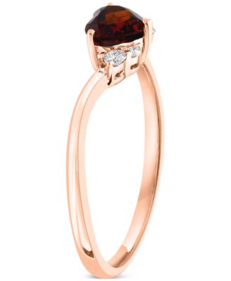 Garnet (1/2 ct. t.w.) & Diamond (1/20 ct. t.w.) Ring in 14k Rose Gold