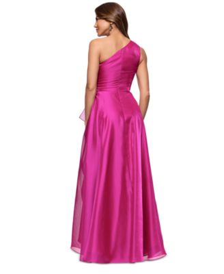 Women's Metallic Draped One-Shoulder Gown