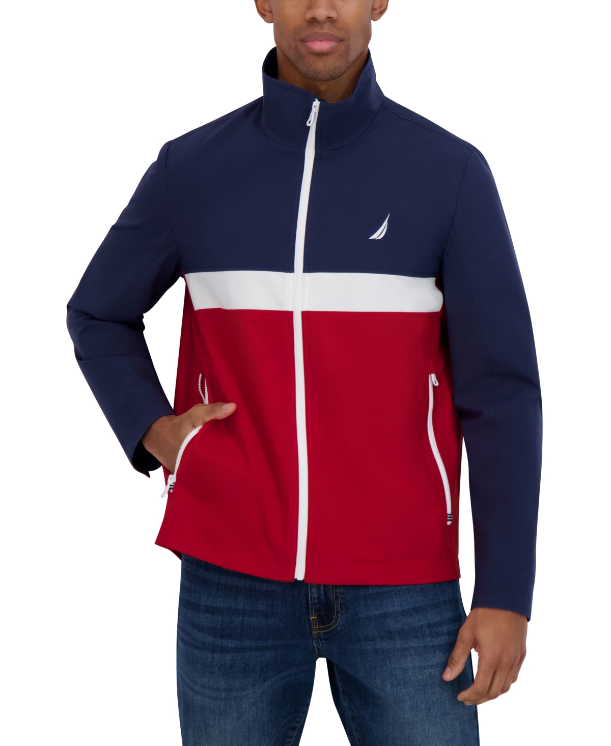 Men's Color Blocked Transitional Jacket - Navy Seas