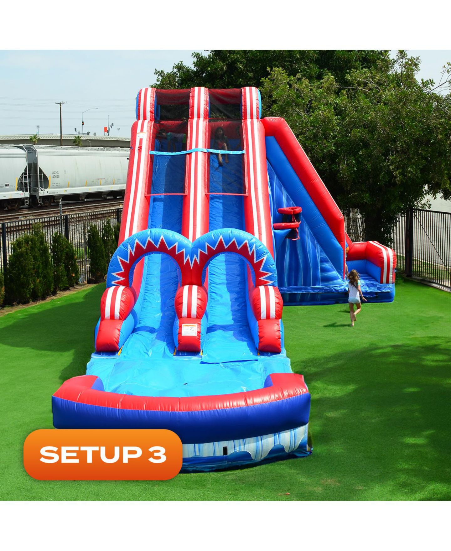 Детская игрушка Jumporange Flash Dual Lane Slide 20 Ft Vinyl 5 in 1 Slip N Slide, Up to 4 Players, Ages 6+, цвет: Open Miscellaneous — фото 4