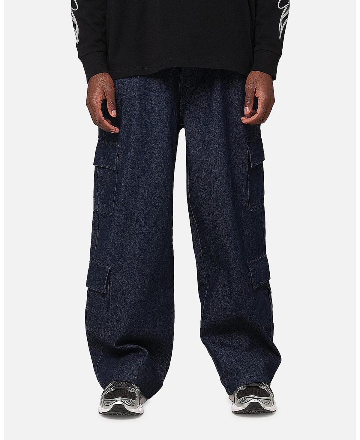 Men's Baggy Cargo Jeans - Indigo denim