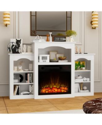 23" electric fireplace, recessed fireplace, 1500 watts, white TV cabinet with seven storage compartments