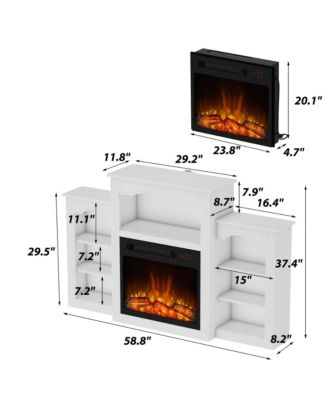 23" electric fireplace, recessed fireplace, 1500 watts, white TV cabinet with seven storage compartments