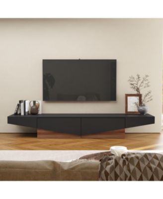 Uniquely designed TV stand, media console with two drawers, wooden entertainment center