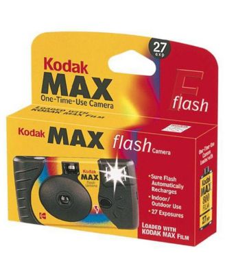 Max One-Time Use 35mm Film Camera (ISO-800) with Power Flash, 27 Exposure, 6-Pack, Bundle With Slinger Brand Camera Bag
