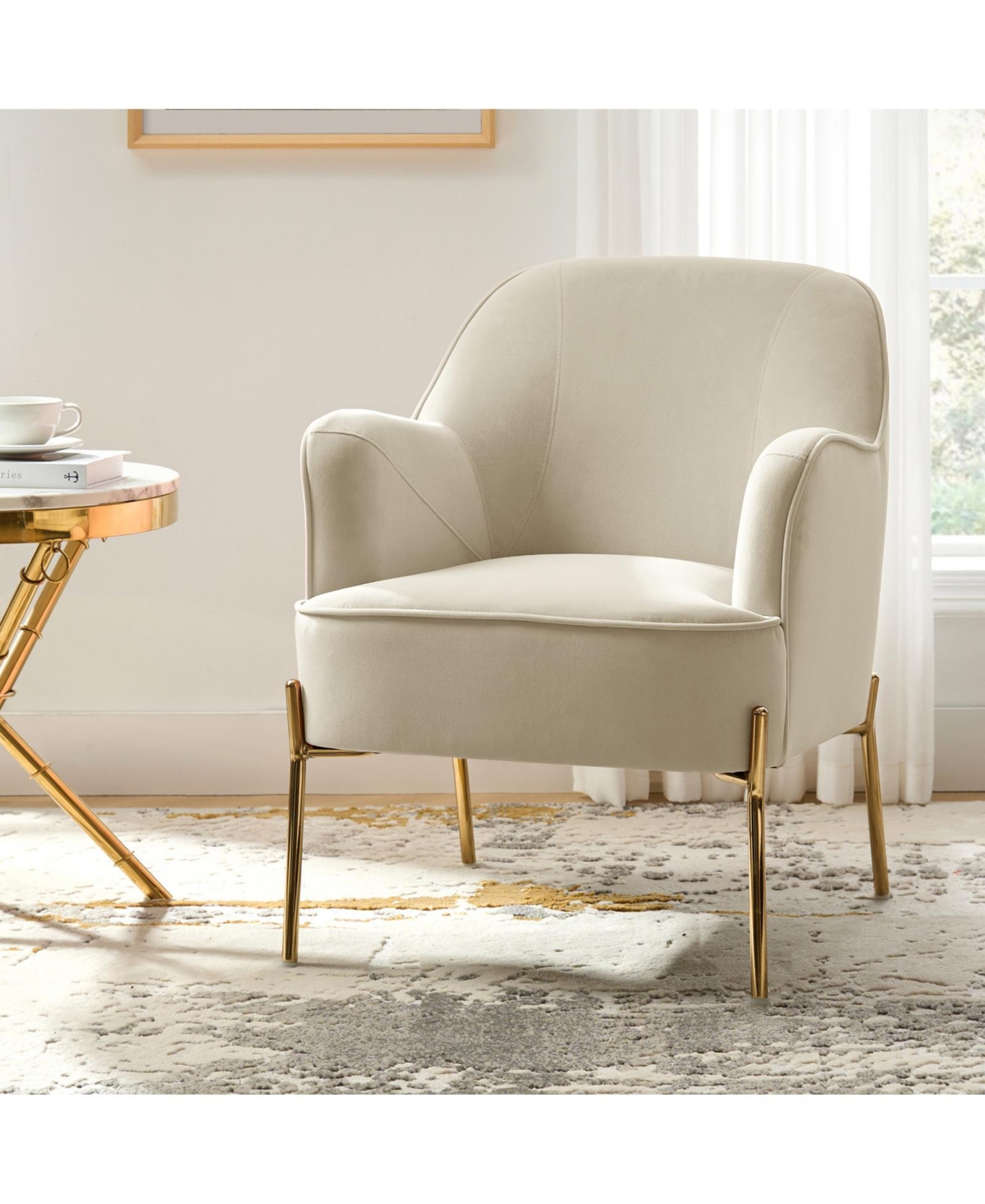 Barbara Wooden Arm Chair with Metal Legs