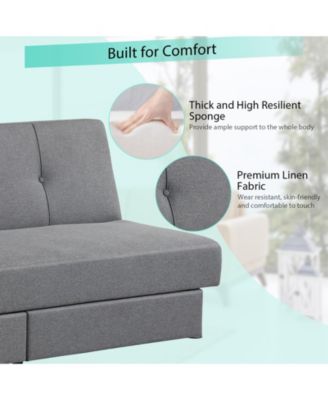 3-Seat Convertible Sofa Bed with 2 Large Drawers and 3 Adjustable Angles