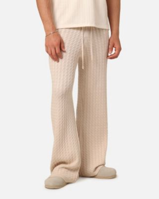 Men's Slouch Wide Leg Knit Pants, Beige/Khaki, XL