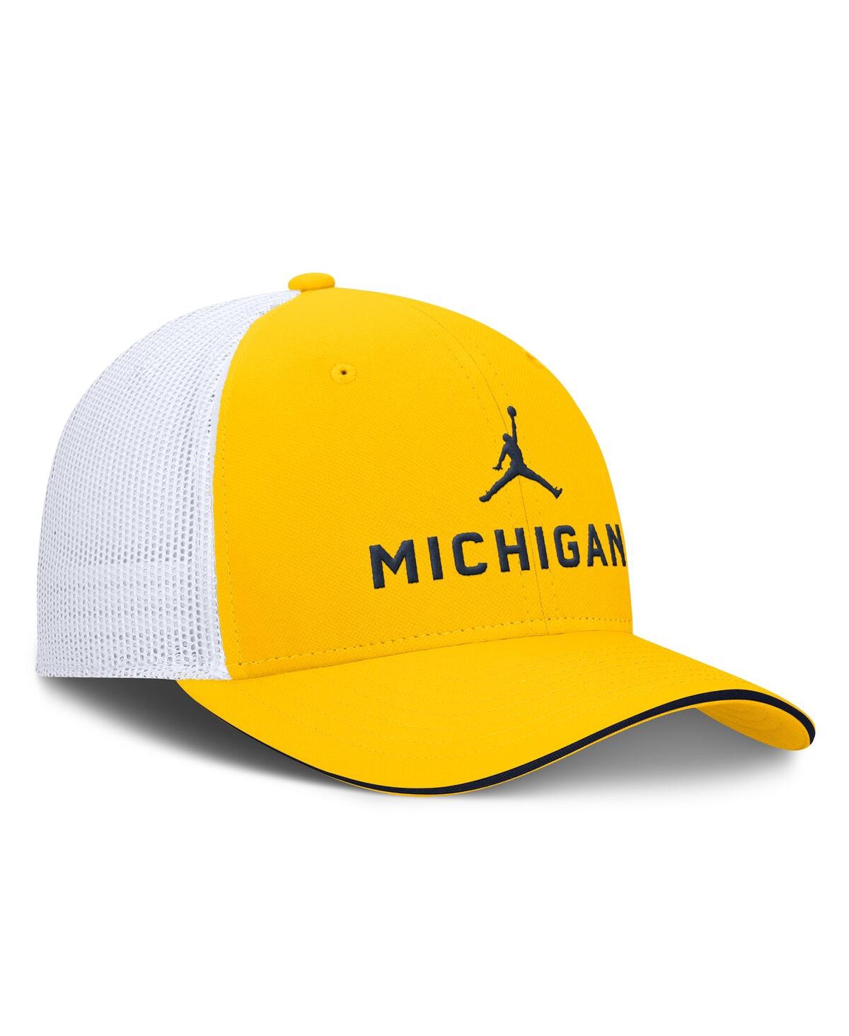 JORDAN MEN'SÂ MAIZE/WHITE MICHIGAN WOLVERINES RISE ADJUSTABLE TRUCKER HAT 