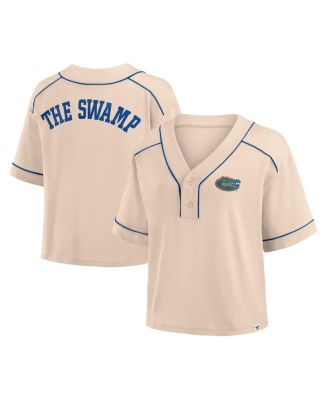 Fanatics - Women's Tan Florida Gators Oversized Dominant Force Midi V-Neck T-Shirt