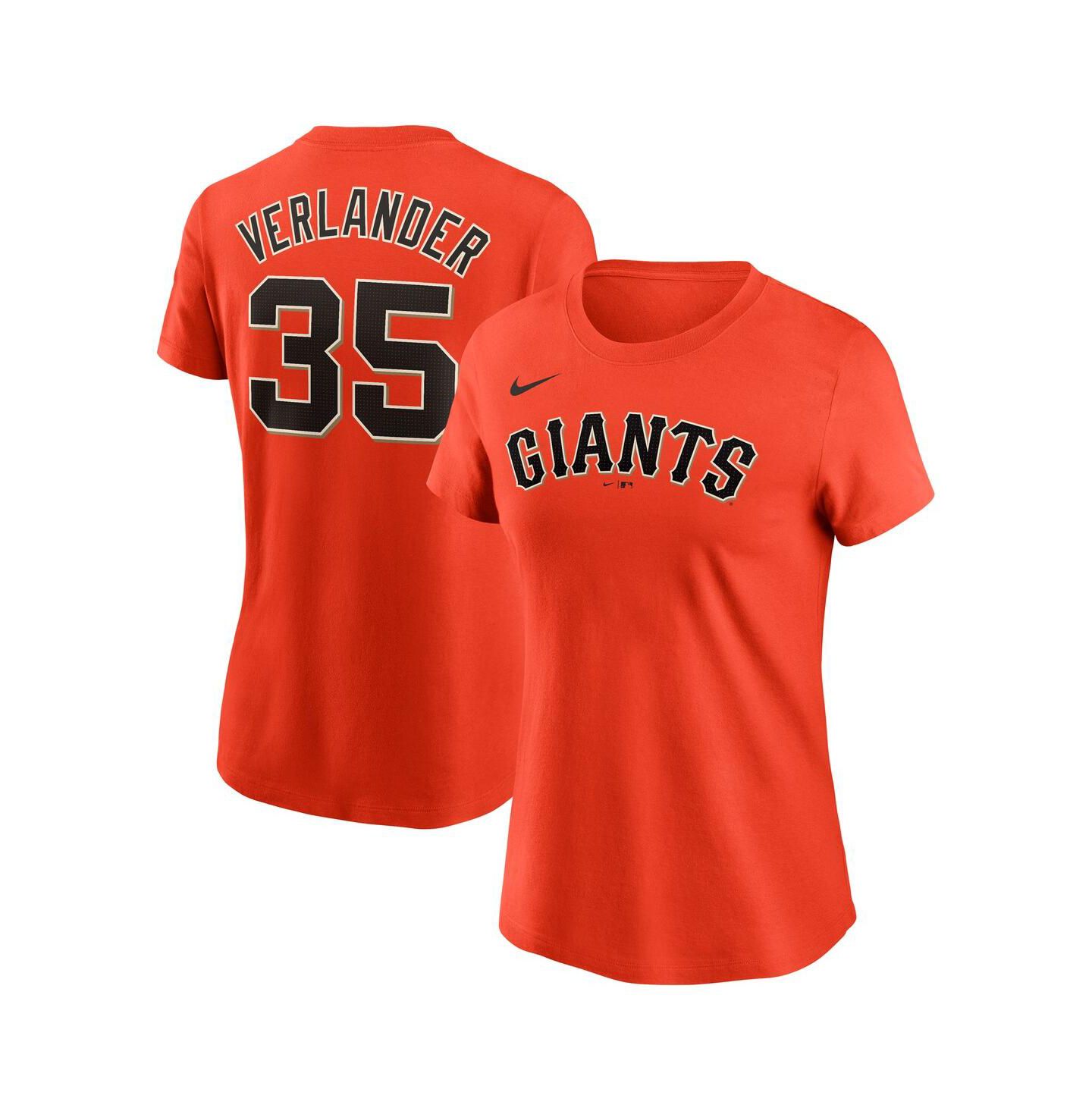 Женская футболка Nike Justin Verlander Orange San Francisco Giants Fuse Name & Number — фото 1