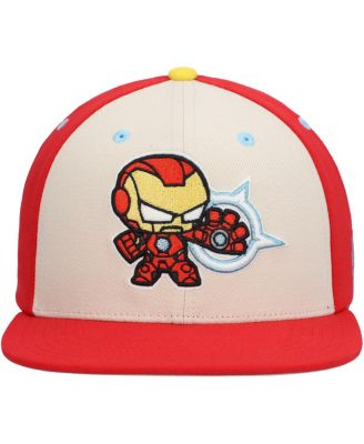 Big Boys and Girls Cream Iron Man Chibi Glow-in-the-Dark Snapback Hat