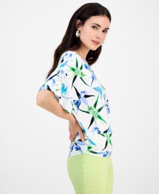 Petite Scoop-Neck Ruched Top