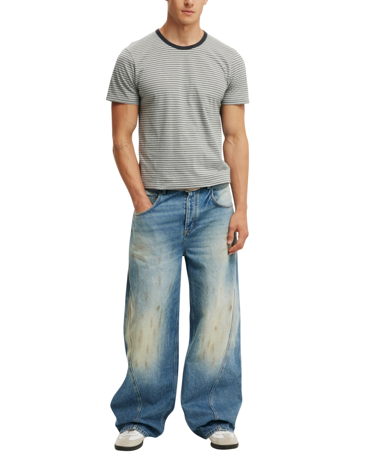 Cotton On Baby T-shirt In Gray Micro Stripe