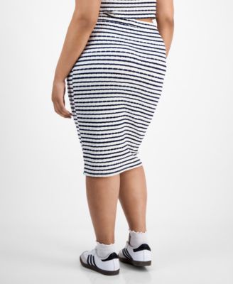 Trendy Plus Size Striped Midi Pencil Skirt 