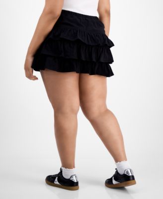 Trendy Plus Size Cotton Ruffled Mini Skort