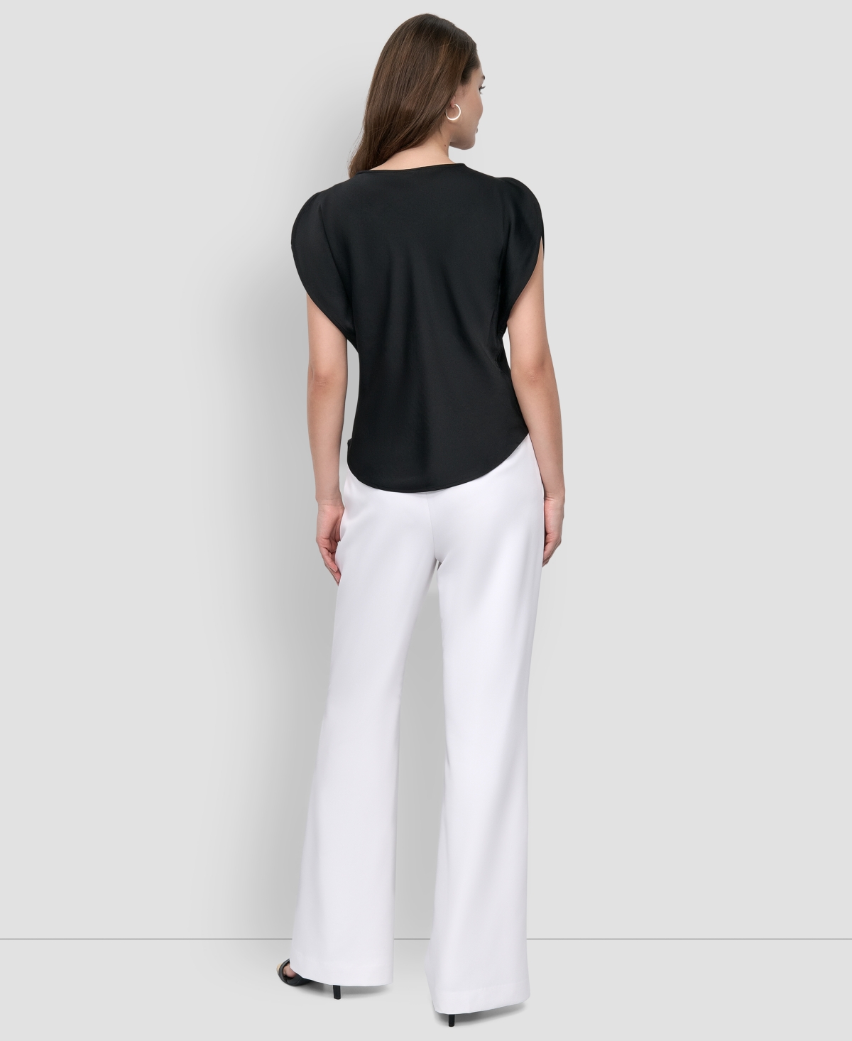 Dkny Petite Draped Boatneck Slit-Sleeve Blouse