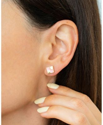 Earring Set - 2 pr - Checkerboard + Swirl - HOPSCOTCH