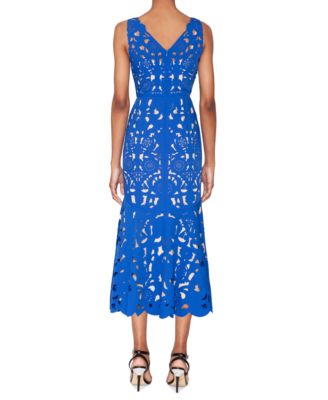 Women's Laser-Cut Sleeveless Midi Dress