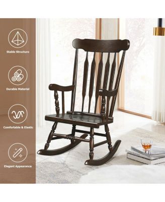 Rocking Chair with Solid Wooden Frame for Garden and Patio