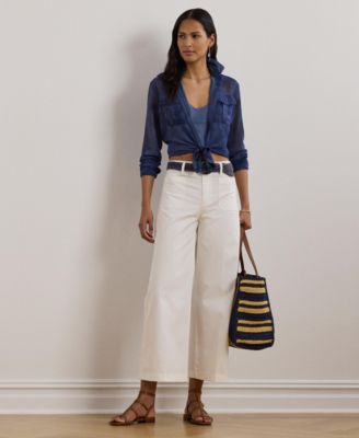 Ralph Lauren Womens Stretch Chino Wide Leg Cropped Pants 0p 22w