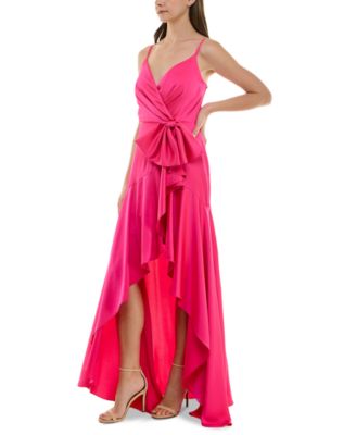 Women's Cascading-Ruffle High-Low Surplice-Neck Dress