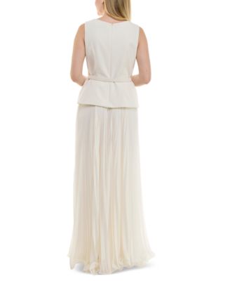 Women's Mixed-Media Square-Neck Sleeveless Dress