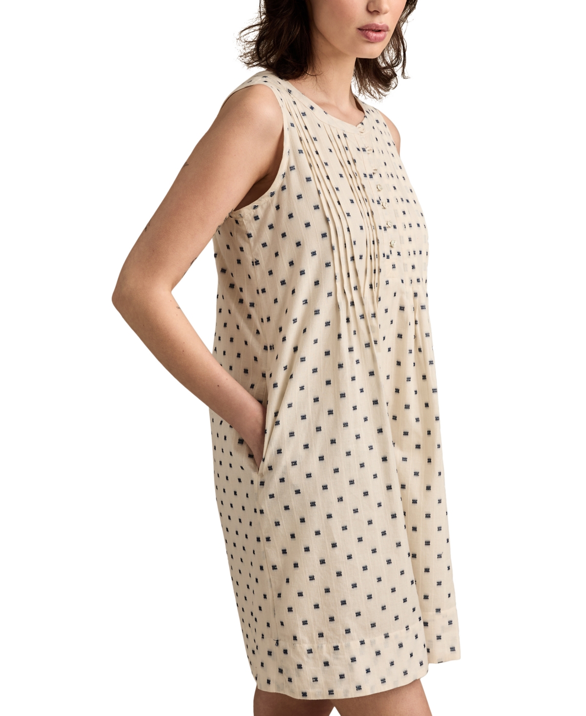 Shop Lucky Brand Women's Textured Pintuck Mini Dress In Cream