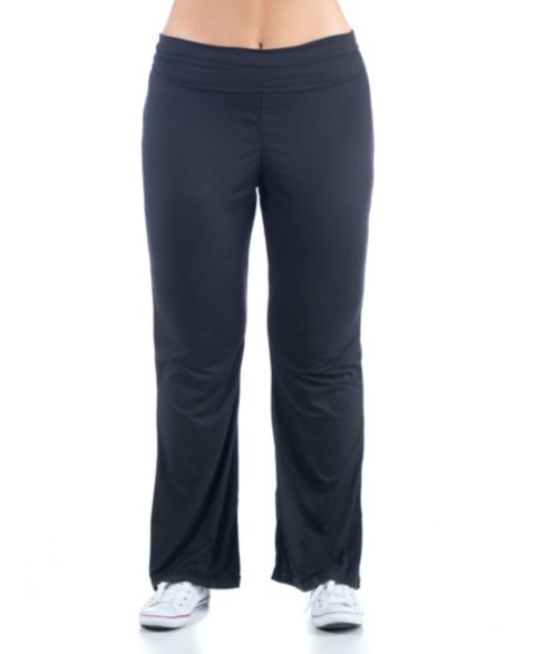 Женские брюки 24seven Comfort Apparel Plus Size Black Bell Bottom Fold Over Waist Sweatpants, цвет: Чёрный