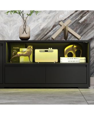 2-Door 2-Drawer MDF Retractable LED Lights & Metal Legs TV Stand