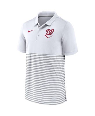 Men's White/Gray Washington Nationals Home Plate Striped Polo Shirt