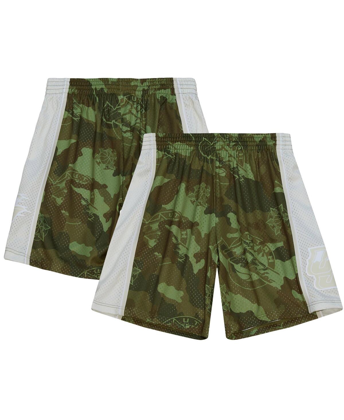 Mitchell & Ness Men's Camo Utah Jazz 1998-99 Hardwood Classics Ghost Green Swingman Shorts In Camo