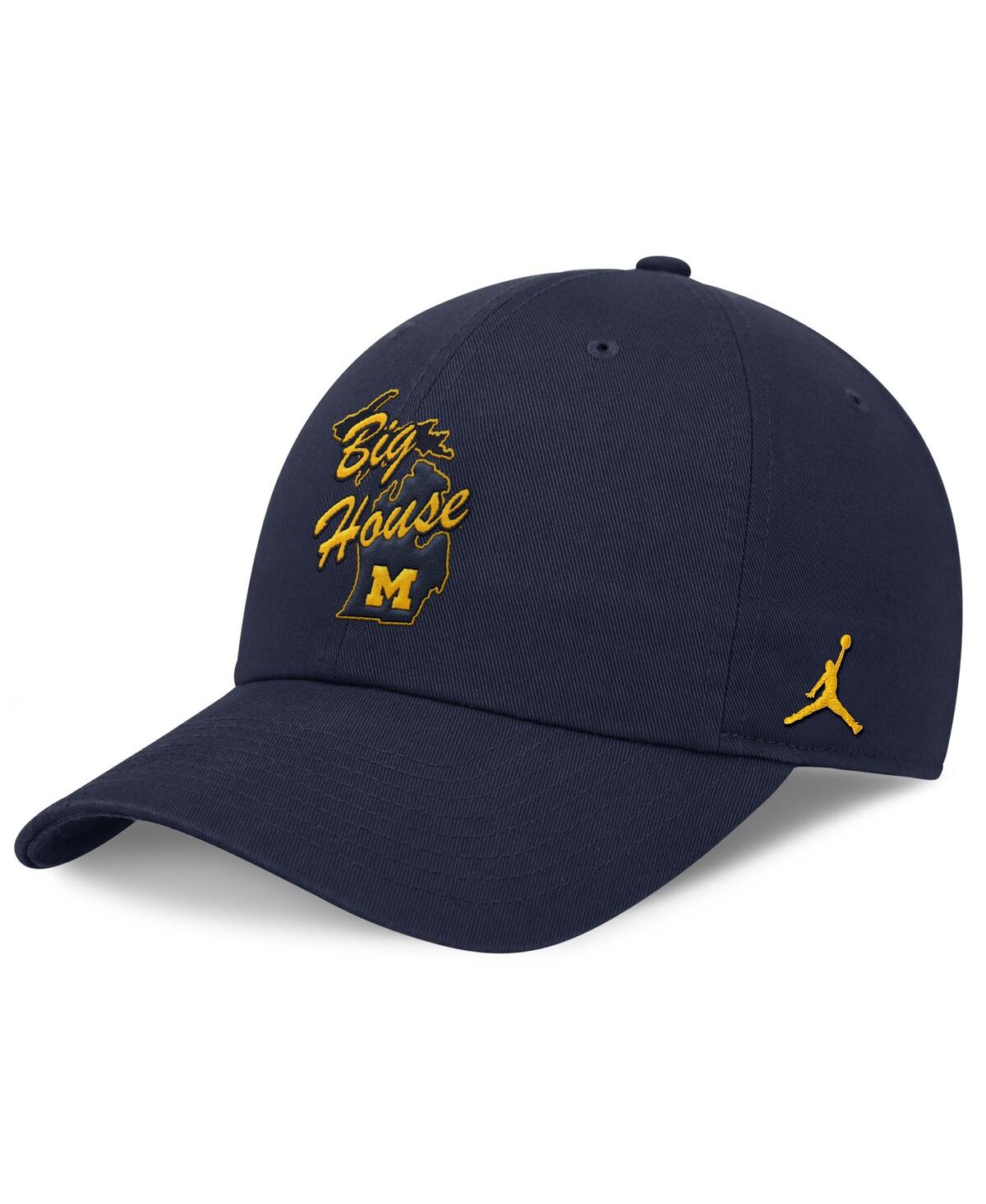 JORDAN MEN'SÂ NAVY MICHIGAN WOLVERINES PERFORMANCE CLUB SWOOSH ADJUSTABLE HAT 
