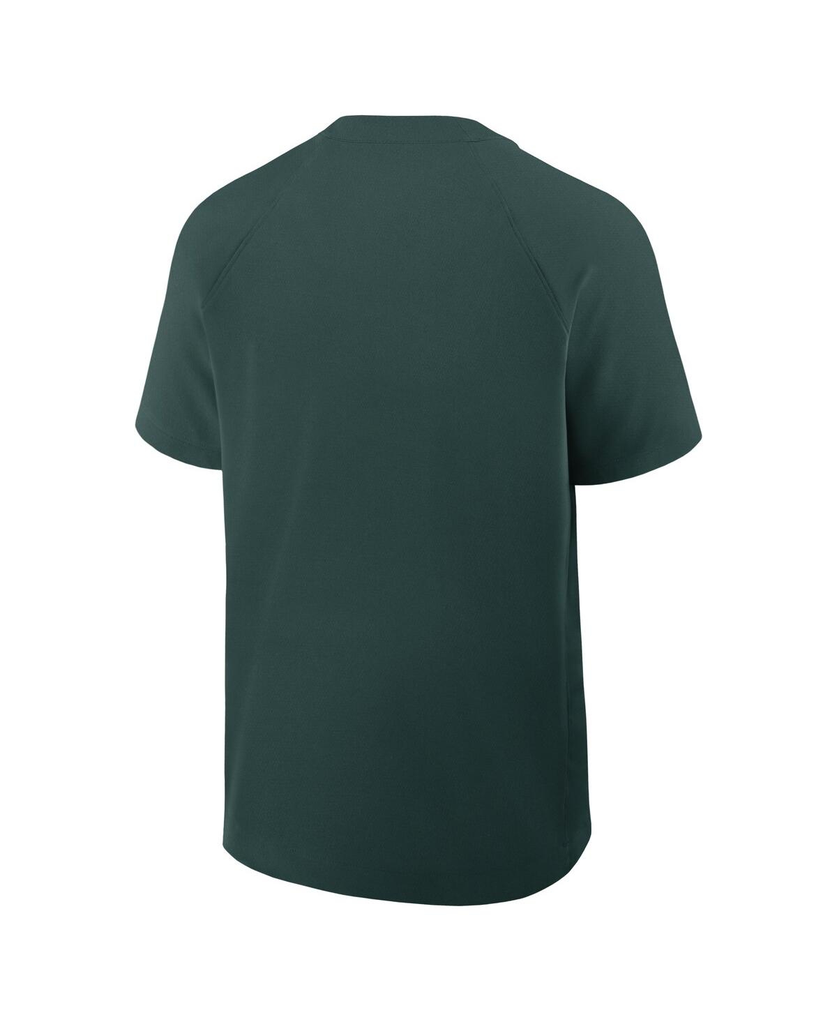 Nike Men's Green Athletics Authentic Collection Raglan Short Sleeve Windshirt In Green