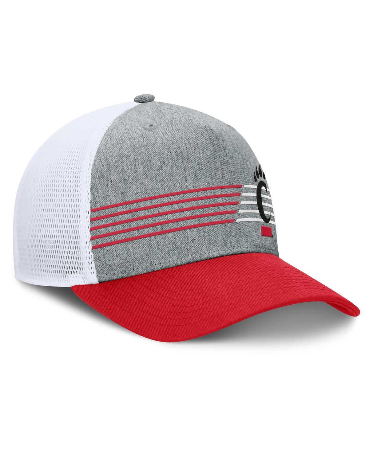 Fanatics Men's Heather Gray/red Cincinnati Bearcats Profile Trucker Adjustable Hat In Heather Gray,red