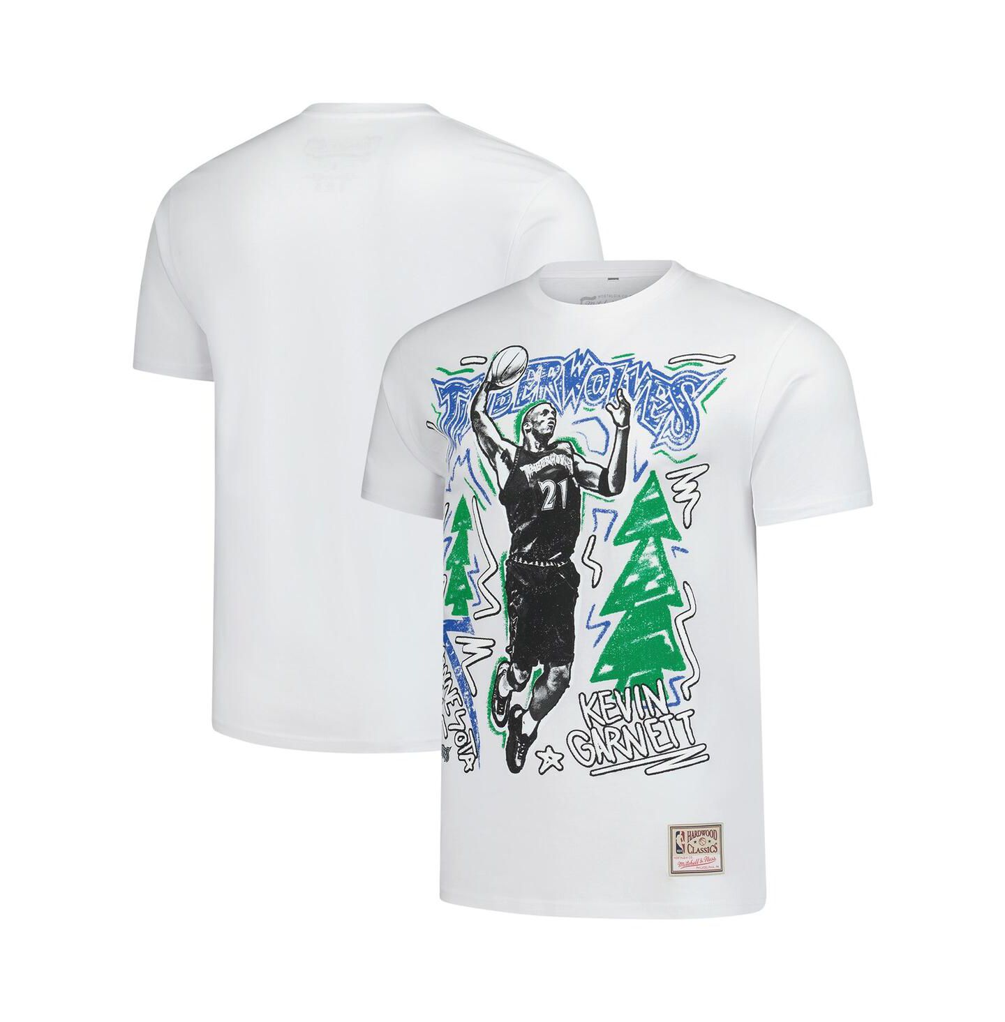 Мужская футболка Mitchell & Ness Kevin Garnett White Minnesota Timberwolves Hardwood Classics Chalked Up — фото 1